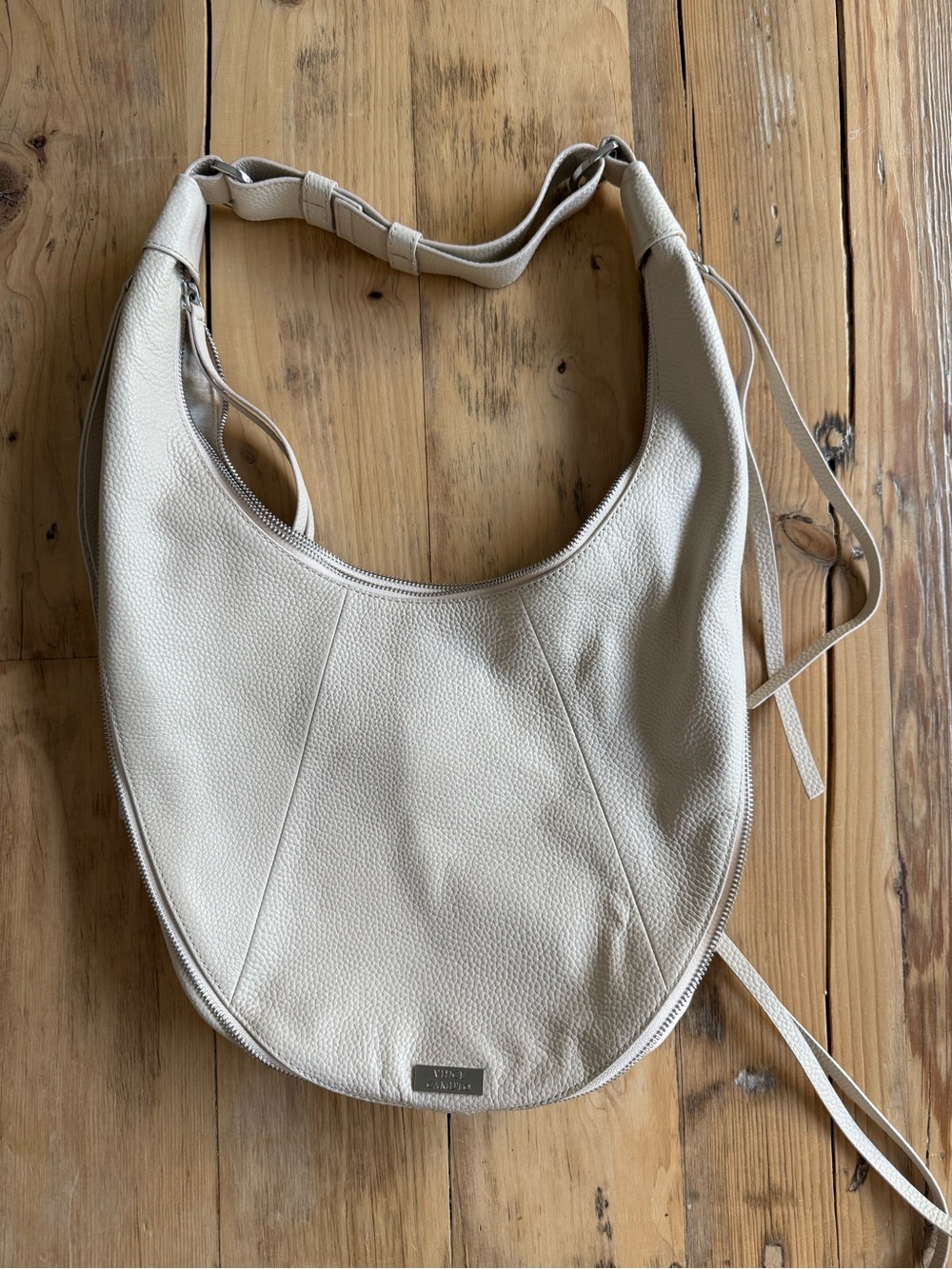 Vince Camuto River Hobo Bag, Cream/Off-White Pebbled Leather